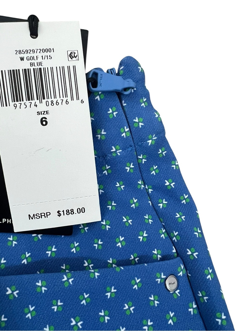 RLX Ralph Lauren Women’s Blue Floral Golf Pants Skinny Stretch NWT - Picture 5 of 10